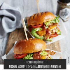 Ankerkraut Steakpfeffer Hamburg, Pfefferkörner Hausmischung, Grober Steakhouse-Pfeffer, frische Note, Universal Allrounder, Lecker Kochen mit Qualität, 80 g v Korkenglas