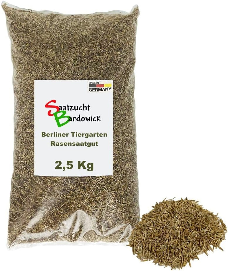 Rasen Berliner Tiergarten Grassamen Rasensamen Rasensaat Gras 2,5Kg - Eleganter Zierrasen - Qualität Zum Fairen Preis !