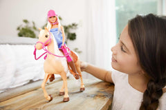 Păpușă Barbie și jucărie cu cal, accesorii pentru călărie, include 1 păpușă și 1 cal, potrivită ca și cadou pentru copiii cu vârsta de 3 ani și peste, FXH13