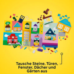 LEGO Classic Kreativní domy, Stavebnice kostek pro děti, Stavebnice 850 kostek, Stavebnice domu s příslušenstvím, Dárek pro chlapce a dívky 4 roky staré 11035 Stavebnic Beuche den LEGO-Store