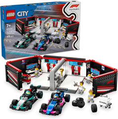 LEGO City garáž F1 se závodními auty Mercedes-Amg a Alpine – Závodní auto Formule 1 se 2 jezdci a 4 mechanickými minifigurkami – Dárek pro chlapce a dívky 7+ a fanoušky 60444 Stavebnice Beuche den LEGO-Store Výchozí název