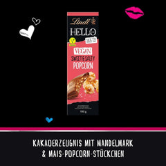 Lindt Chocolate HELLO Vegan Sweet'N Salty Popcorn, 100 gramová tyčinka Naty Shop