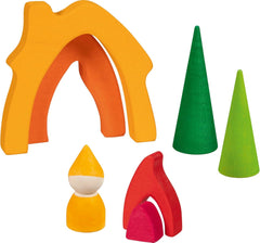 Goki 58427 - Domeček pro trpaslíky - Goki Evolution - Vyrobeno z vysoce kvalitního javorového dřeva - 7 dílů - Barevné vodou ředitelné barvy - Vyrobeno v Evropě Domky pro panenky Naty Shop