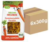 Freche Freunde Bio zeleninové nudle 'mrkev' 25% obsah zeleniny Vegan 6 balení (6 x 300 g)
