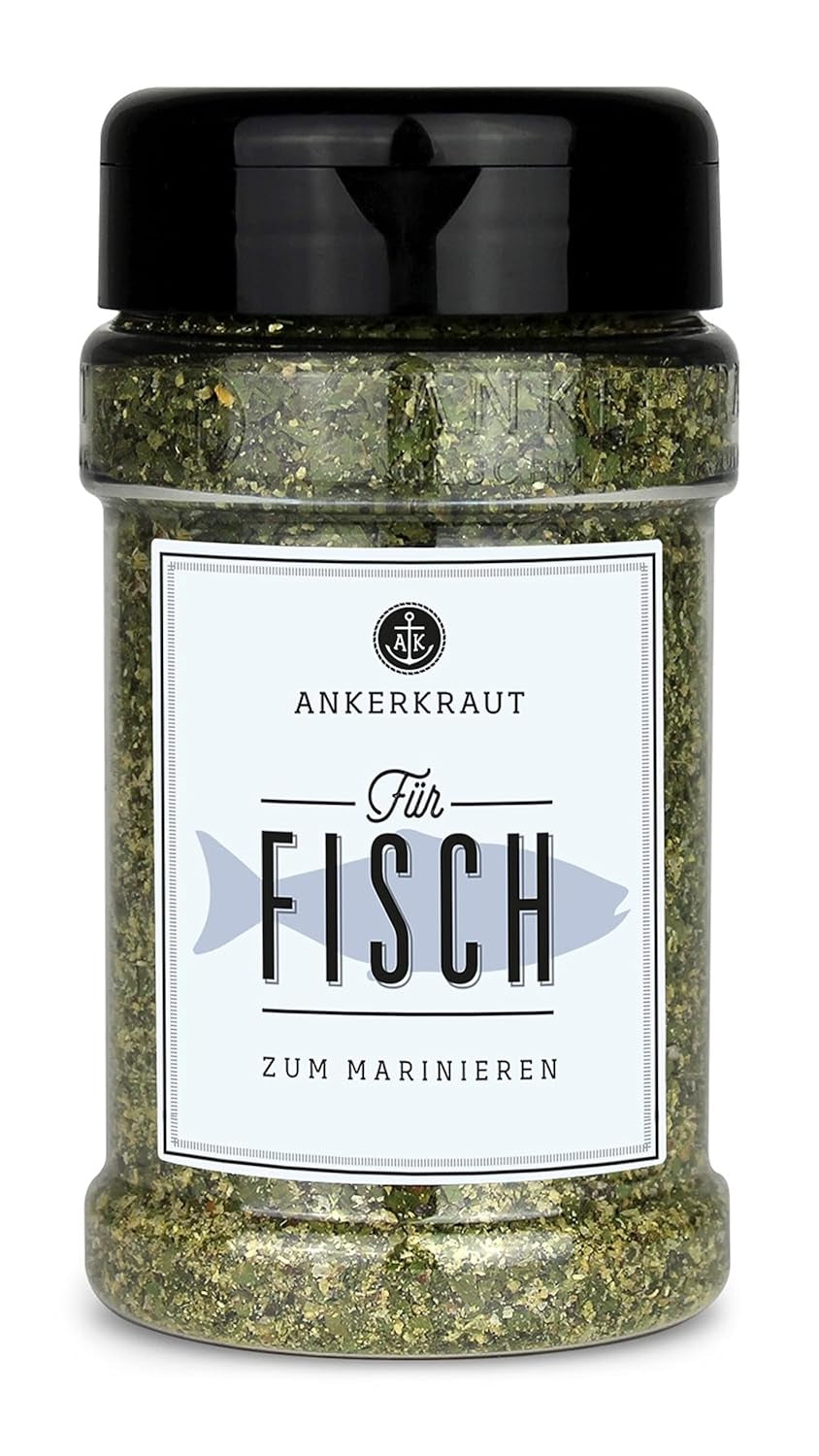 Ankerkraut Für Fisch, zuckerfrei, mit Zwiebel, Knoblauch und Pfeffer, 230 g im Streuer