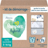 Pampers – Harmony Hybrid Starter Pack, 3 pratelné plenky + 25 jednorázových vrchních vrstev – 1 balení