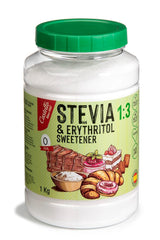 Stévie + Erythritol 1:3 Süßstoff | 1G = 3G Zucker | 100% Natürlicher Zuckerersatz - 0 Kalorie - 0 Glykämischer Index - Keto Und Paleo - 0 Netto-Kohlenhydrát - Kein GVO - Castello od roku 1907-1 Kg Sladidla Naty Shop Výchozí název