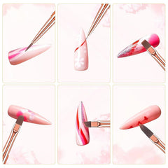 6 bucăți de pensule de unghii cu capac pentru unghii, gel UV, acrilic, pensulă de unghii, pensulă pentru gel de unghii, set de pensule parțiale pentru arta unghiilor