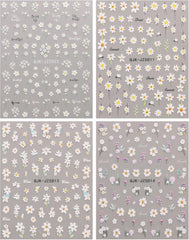 JMEOWIO 3D Nagelsticker Blumen Nail Art Sticker Selbstklebend Nagelaufkleber 5D Stereoskopisch Sommer Frühling Blumen Dekoration Nageldesign Zubehör 4 Blatt