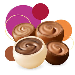 merci lovelies Creamy – 1 x 185g – Krabice pralinek se 4 plněnými čokoládovými specialitami – Čokoládové kuličky ke sdílení a darování