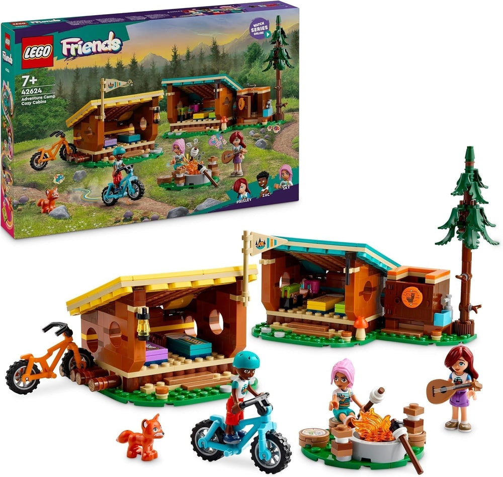 LEGO Friends Útulné chatrče v dobrodružném táboře, Venkovní hrací sada na hrdiny, Dětská hračka pro dívky a chlapce 7 let se 3 figurkami a liškou, Kempingová hračka 42624 Stavebnice Besuche den LEGO-Store Výchozí název