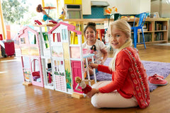 Barbie dům Dream Villa Třípatrový 5pokojový městský dům včetně doplňků, jako je nábytek, skládací a úložný prostor, hračky od 3 let, domečky pro panenky Naty Shop DLY32
