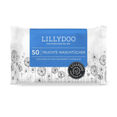 Șervețele umede LILLYDOO, 50 de bucăți, 100% fără plastic, șervețel extra mare, fără parfum
