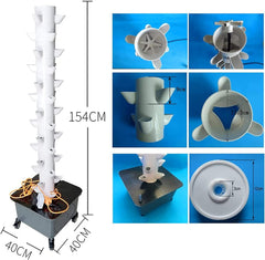 Hydroponická věž, 15vrstvý 45jamkový voskový akvaponický systém, bezdrátová zahradní aeroponická sada pro pěstování bylinek, ovoce a zeleniny s hydratační pumpou, adaptéry, síťované květináče