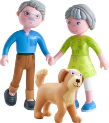 HABA 306147 - Little Friends Set de joacă Bunici, Păpuși flexibile și animale Vârste 3+, Multicolor