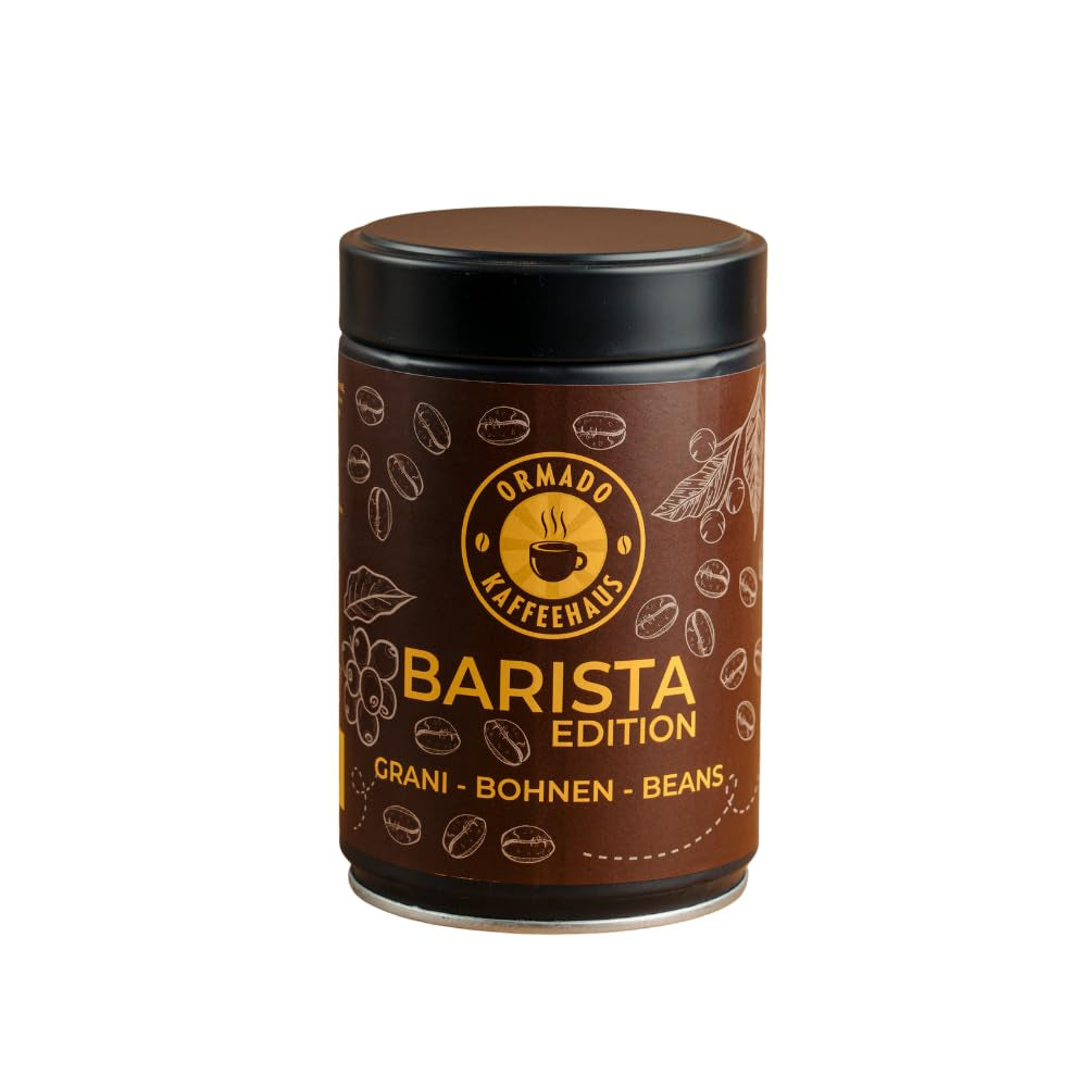 Ormado Coffee House Ediție Barista, Boabe de cafea Kenya patentate – Amestec Arabica și Robusta, Boabe de cafea întregi pentru aparate de cafea complet automate, Boabe prăjite, Cafea corpolentă 250g, Complet automată