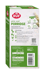 RUF Skořicové jablko ovesné vločky s celými ovesnými vločkami, jemná skořicová příchuť a kousky sušených jablek, svačiny, hromadné balení, 1 x 400 g