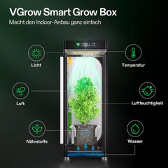 Inteligentní pěstební box VGrow All-in-One, profesionální systém s Grow Lamp Samsung LM301H EVO, pokročilý systém cirkulace a ventilace, zavlažování, zásobování živinami pro vnitřní hydroponii