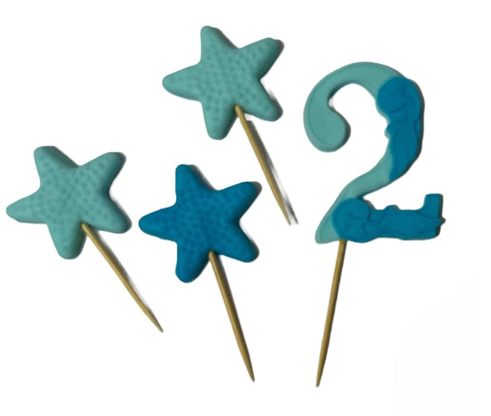 Jedlá cukrová dekorace, Číslo 2, modrá/modrá Dekorace z Sugar Paste Nati Shop