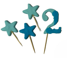 Jedlá cukrová dekorace, Číslo 2, modrá/modrá Dekorace z Sugar Paste Nati Shop