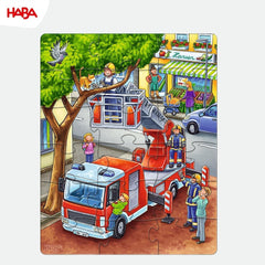 Hasičské puzzle HABA - 3dílná sada pro děti od 3 let Policejní a sanitní kartonové puzzle - podporuje jemnou motoriku a koncentraci - 1302759001 Puzzle Naty Shop