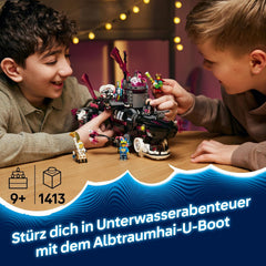 LEGO DREAMZzz Albtraumhai-U-Boot - Modulární sada se 2 stavebními prvky, 2 abnehmbaren Fluggeräten a 5 minifigurkami, vč. Mateo und Astrid - Dárek pro dívky a chlapce od 9 let - 71500