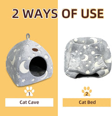 Katzenhöhle Plüsch Katzenhaus mit Waschbarem Kissen Faltbare Katzenzelt Höhle mit Handle Weiches und Warmes Katzenbett für Drinnen 33x33x35cm