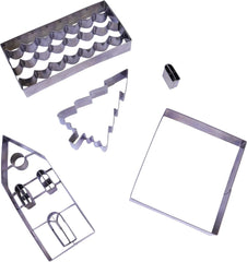 Set de forme pentru biscuiți cu căsuță de turtă dulce de Crăciun, argintii