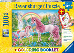 Puzzle Ravensburger pro děti - 13698 Magical Unicorns - Puzzle Jednorožec pro děti od 6 let, Se 100 dílky ve formátu XXL, Obsahuje omalovánku Puzzle Naty Shop Single