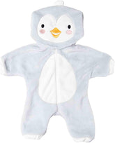 Heless 2198 - Overall für Puppen im Pinguin-Design, kuschelweicher Einteiler mit Kapuze und Reißverschluss, Größe 35 - 45 cm