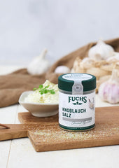 Fuchs Gewürze - Knoblauchsalz - Gewürzsalz für Dips, Saucen und Gemüse - přírodní složky - 90 g v wiederverwendbarer, recyclebarer Dávka
