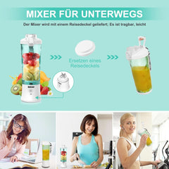 Mixér Smoothie Maker to Go, Mini Standmixer Tragbar Mit 6-Klingen Edelstahl, Enstafter Mit Reisedeckel, USB přenosný mixér Elektrisch 600 ml láhev, Mixer Shaker Slushy Maker Wasserdichter Bucatarie Naty Shop