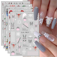JMEOWIO Nagelsticker Glitzer Weihnachten 10 Blatt Nail Art Sticker Selbstklebend Nagelaufkleber Schneeflocken Winter Dekoration Nageldesign Zubehör