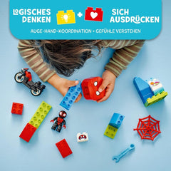 LEGO DUPLO Marvel Spins Motorcycle Adventure, Fantasy Playset pro televizní seriál Spidey a jeho super přátelé, vzdělávací hračka ke stavění a přestavbě pro děti od 2 let 10424 Stavebnice Besuche den LEGO-Store