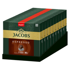 Jacobs Kaffeekapseln Espresso Intenso, Intensität 10/12, 10 x 20 Getränke, Nespresso* kompatible Kaffee Kapseln, 200 Kapseln