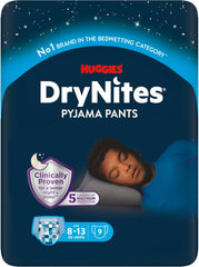Super absorpční noční vlhčící pleny Huggies DryNites pro chlapce 8-13 let (30-48 kg) 27 (počet 3 x 9) kalhotkové plenky