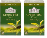 Ahmad Tea - Ceai verde - Pliculețe de ceai ambalate individual, cu aromă sigilată, cu 2 g de ceai per porție - 20 pliculețe de ceai cu bandă (pachet cu 2)