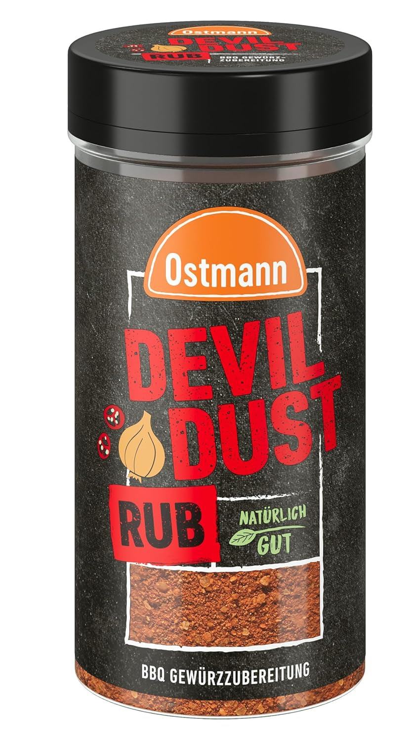 Ostmann Gewürze - Devil Dust | BBQ Rub Gewürzzubereitung | Scharfe Trockenmarinade für Grillfleisch | 140 g ve Streueru