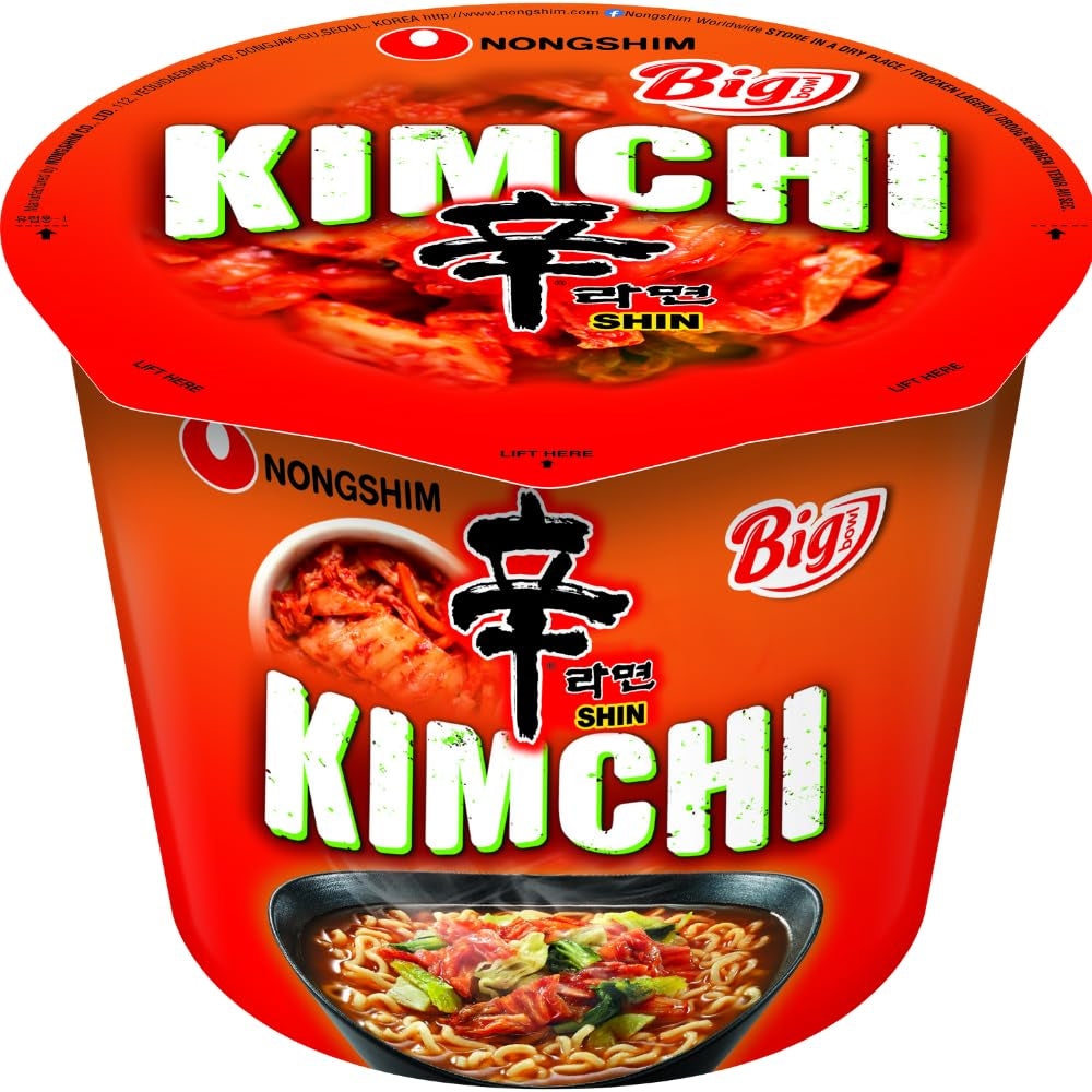 Instantní nudle Nong Shim Kimchi Ramyun Velká mísa - Korejská polévka Ramen - Rychlá příprava - 1 balení 112g
