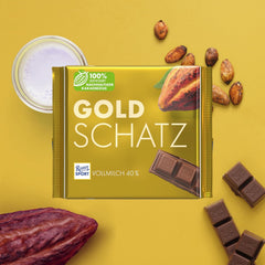 Ritter Sport - Gold Treasure - 11 x 250 g, Jemná mléčná čokoláda s kousky karamelu, Klasická čokoláda pro sdílení s přáteli, 11 tyčinek x 250 g
