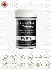 Colorant alimentar alb pentru paste Sugarflair, colorant alimentar pentru paste, fondant și marțipan, coloranți pastă - 25g