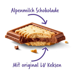 Milka LU – Čokoláda z alpského mléka s křupavými LU sušenkami – 87g