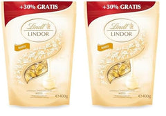 Bílé čokoládové kuličky Lindor | 400 g Přibl. 30 bílých čokoládových kuliček s náplní rozplývající se v ústech | Čokoládový dárek | Čokoládový dárek (balení 2 ks)