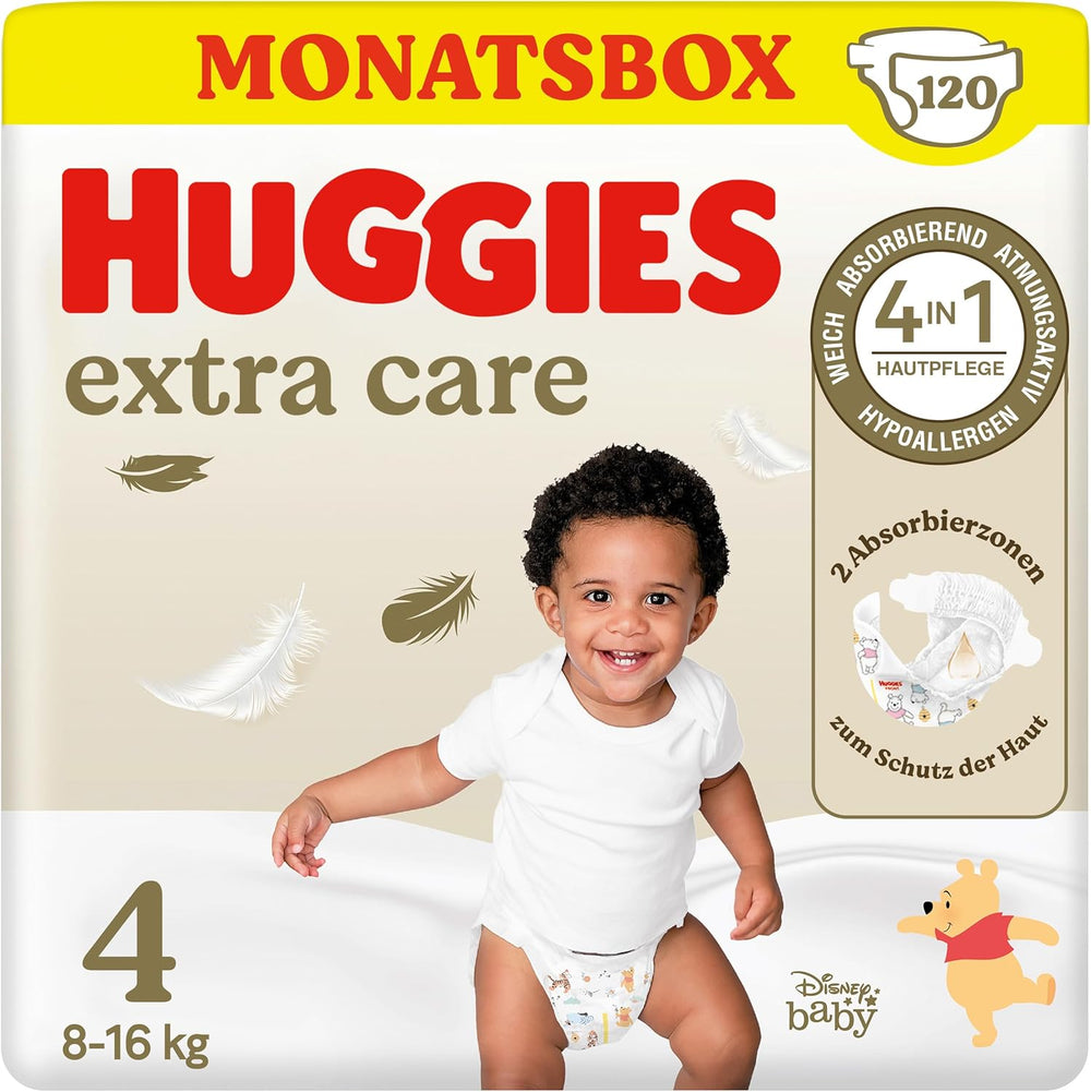 Dětské plenky Huggies Extra Care Disney, velikost 4, 120 plen (2x60), měsíční box
