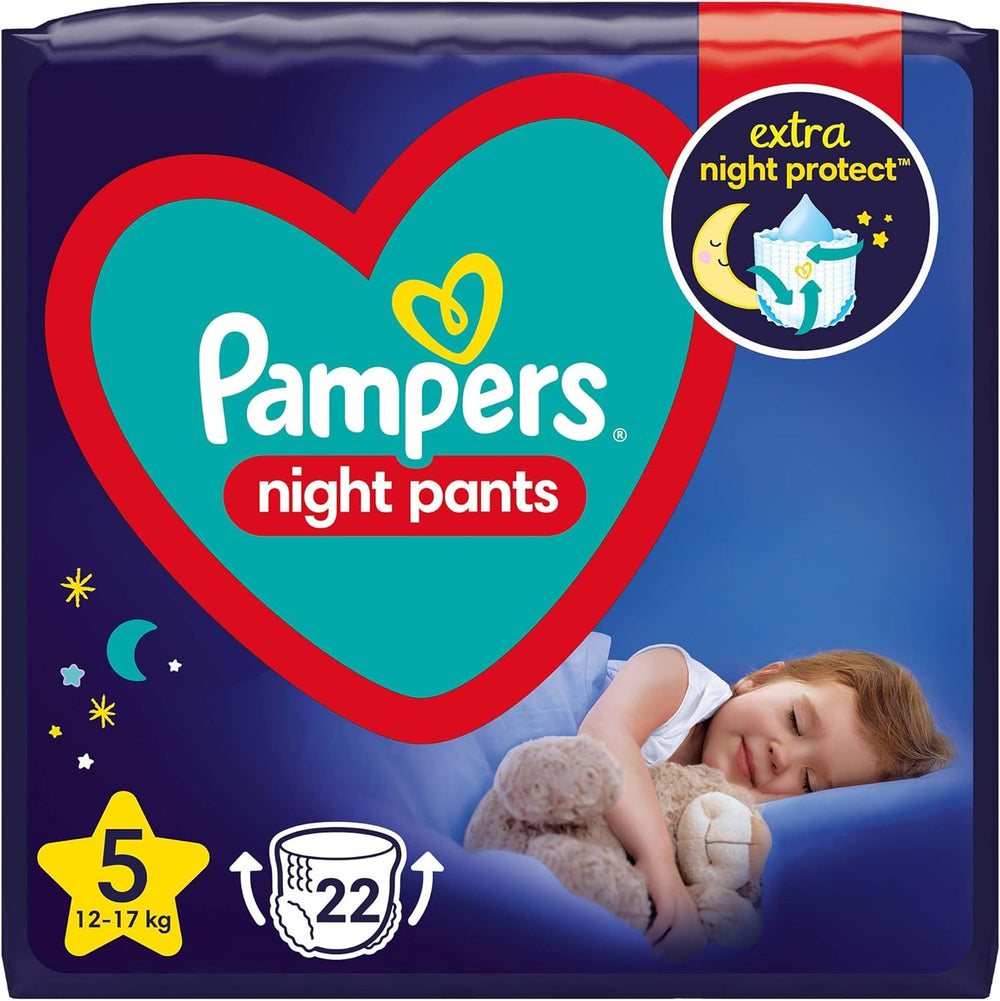 Plenky Pampers (stará verze), noční kalhotky, velikost 5, 22 kusů, 12kg-17kg