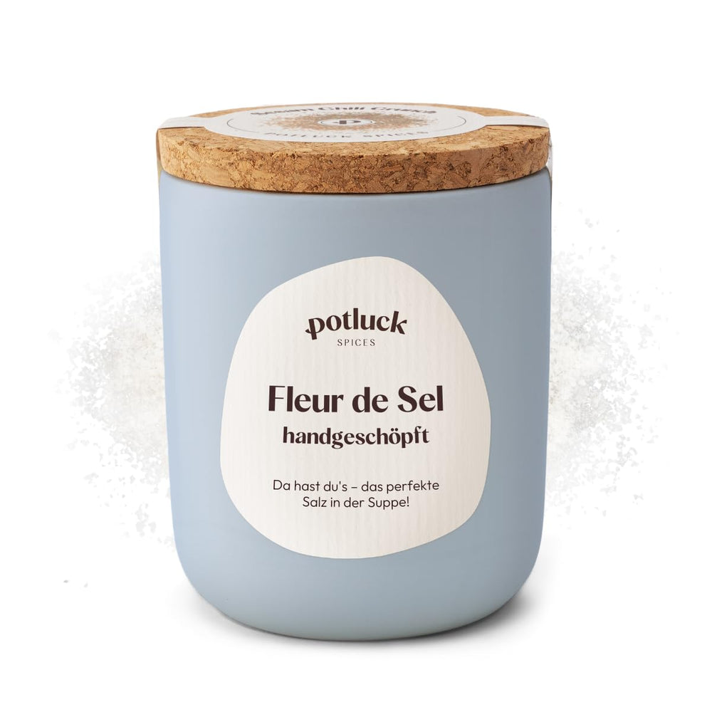 Potluck | Fleur de Sel handgeschöpft | Meersalz im Keramiktopf | 80 g | Veganské, bezlepkové a s přírodními ingrediencemi