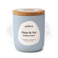 Potluck | Fleur de Sel handgeschöpft | Meersalz im Keramiktopf | 80 g | Veganské, bezlepkové a s přírodními ingrediencemi