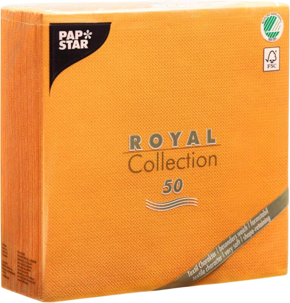 Papstar, 50 de șervețele "ROYAL Collection" 1/4 fold 40 Cm X 40 Cm portocaliu, #82219