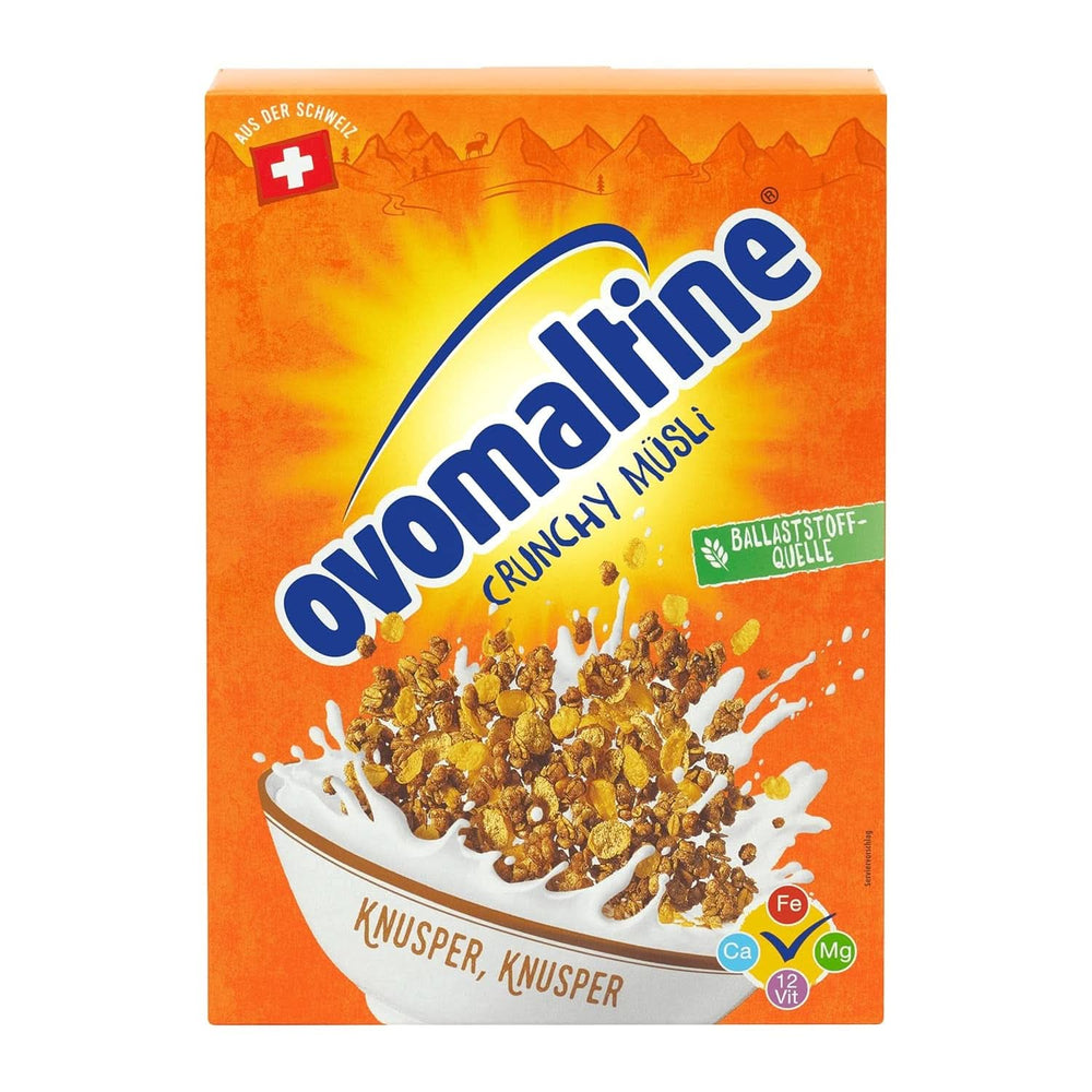 Ovomaltine Crunchy Müsli - křupavé müsli s čokoládou, s unikátní směsí cereálií a Ovomaltine - müsli s čokoládou, cennými vitamíny, vlákninou a minerály (1 x 450g)