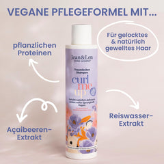 Jean & Len Dream Curls Shampoo Rice Water & Açai Berry, pro kudrnaté a vlnité vlasy, 300 ml Jean & Len
